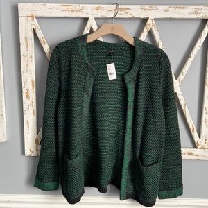 Ann Taylor | NWT Green & Black Cable Knit Cardigan